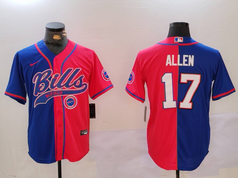 Men Buffalo Bills 17 Allen Blue Red Joint Name 2024 Nike Limited NFL Jersey style 3